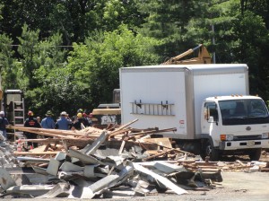 The scene of a building collapse at a Cherry Hill construction site Friday. Credit: Matt Skoufalos.