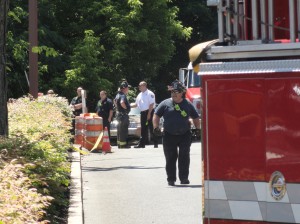 A rescue operation became a removal operation Friday afternoon as emergency crews from Cherry Hill and Camden City responded to the scene of a fatal construction accident. Credit: Matt Skoufalos.