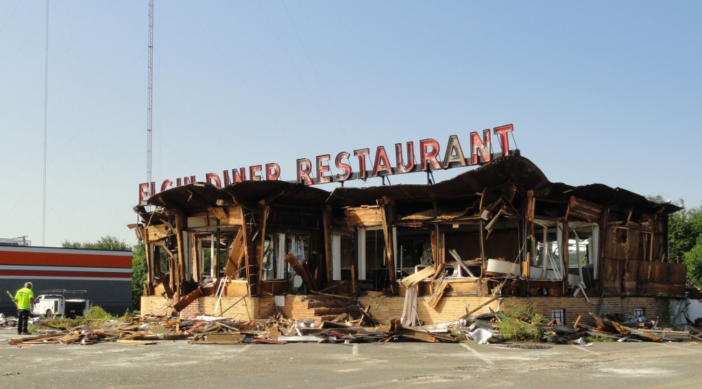 The Elgin Diner in Camden was a well-remembered example of a 1958 Kullman Company stainless steel diner. Credit: Matt Skoufalos.