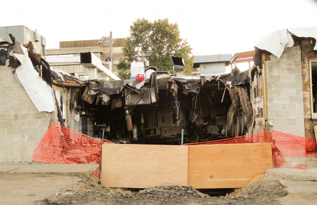 A look at some of the devastation suffered by the diner this spring. Credit: Matt Skoufalos.