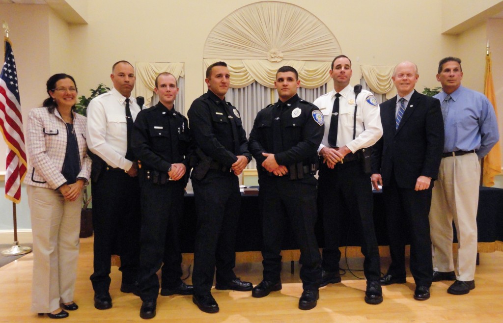 Collingswood Borough Commissioners added three new officers and promoted Det. Frank Lee to captain. Credit: Matt Skoufalos.