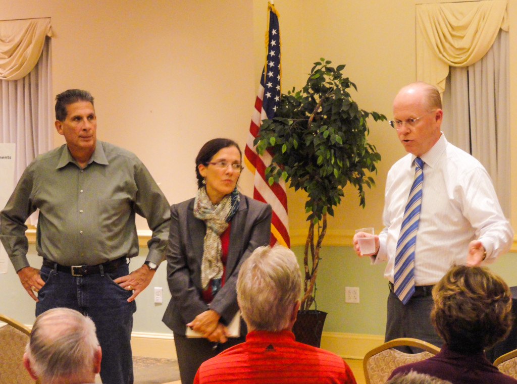 Collingswood Mayor James Maley (right) addresses residents. Credit: Matt Skoufalos.