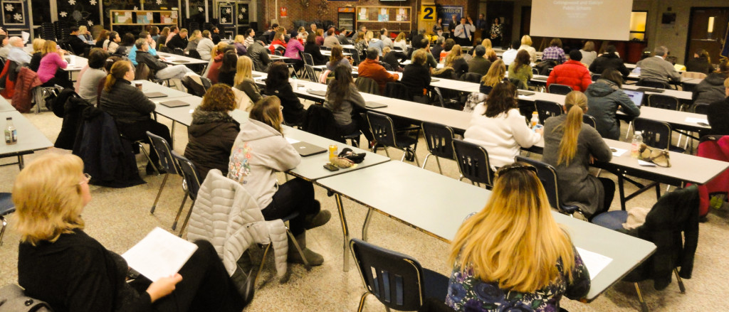 Collingswood parents taking the PARCC. Credit: Matt Skoufalos.