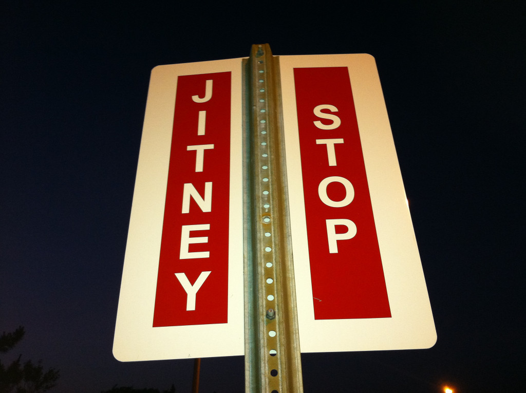 Jitney sign. Credit: Jay Yohe: https://goo.gl/XfvMU6.