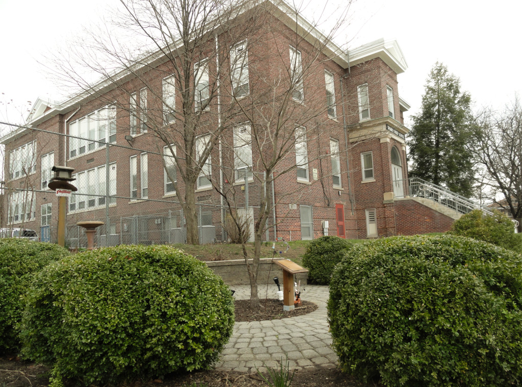 The Iezzi memorial garden at Thomas Sharp Elementary in Collingswood. Credit: Matt Skoufalos.