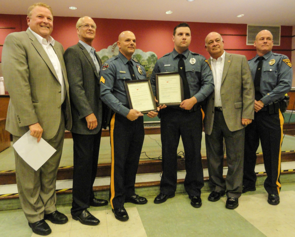 Haddon Heights Council commends Scardino and Cybulski. Credit: Matt Skoufalos.