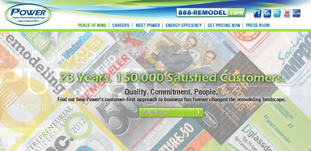 Screnshot of the Power Home Remodeling Group website.