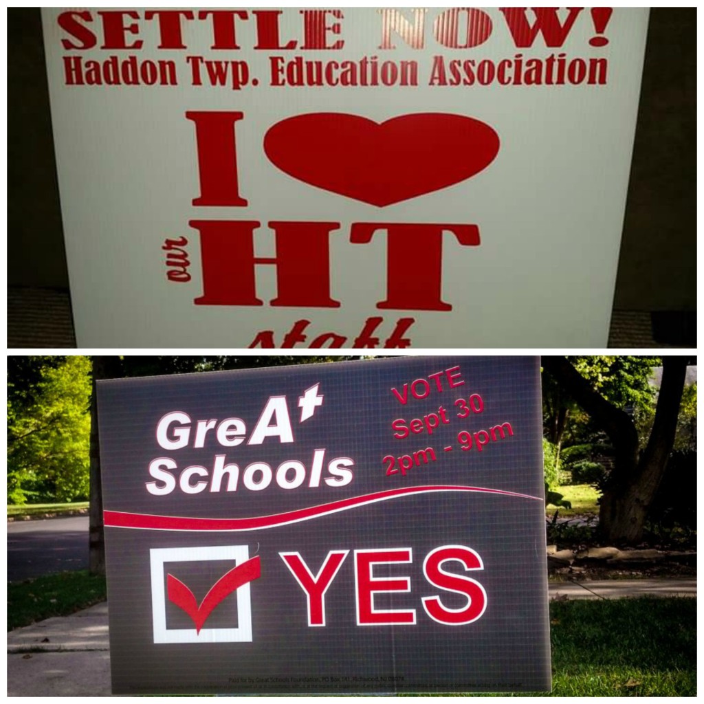 Haddon Twp. education signs. Credit: Matt Skoufalos.