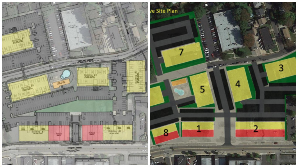 Comparison of buildings fronted to Highland Ave and not.