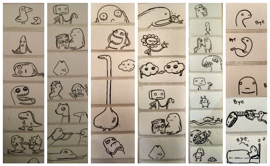 Many of Angerstein's characters start off as doodles. Credit: Matt Skoufalos.