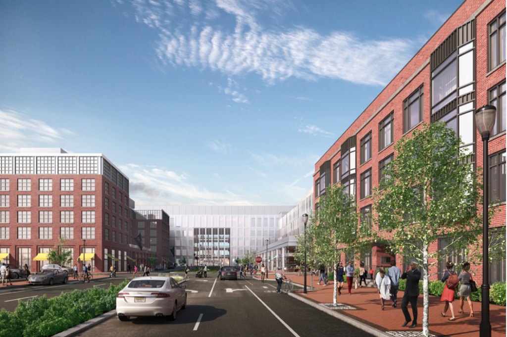 Neighborhood streetscape rendering for the waterfront redevelopment project. Credit: Liberty Property Trust.