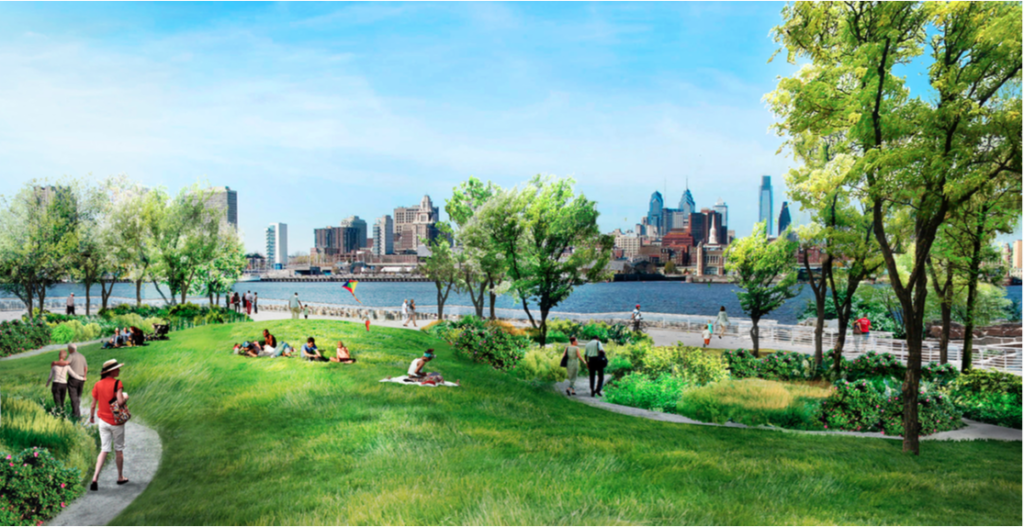 Visualizations for the Camden waterfront park. Credit: Liberty Property Trust.