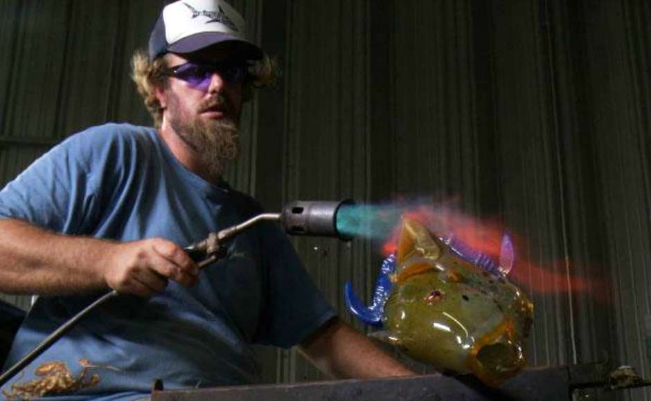 Glass artist Ted Clark at work in the studio. Credit: Ted Clark.
