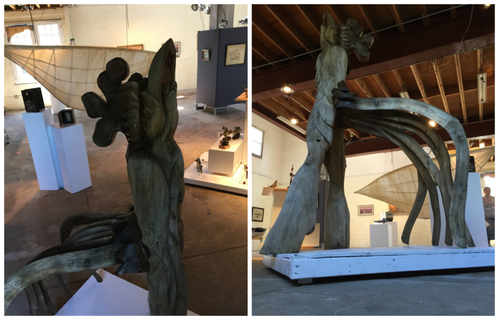 Dick Jeffries' driftwood rooster. Credit: Perkins Center for the Arts.