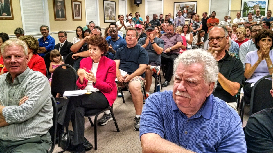 Residents at a Cherry Hill council meeting. Credit: Matt Skoufalos.
