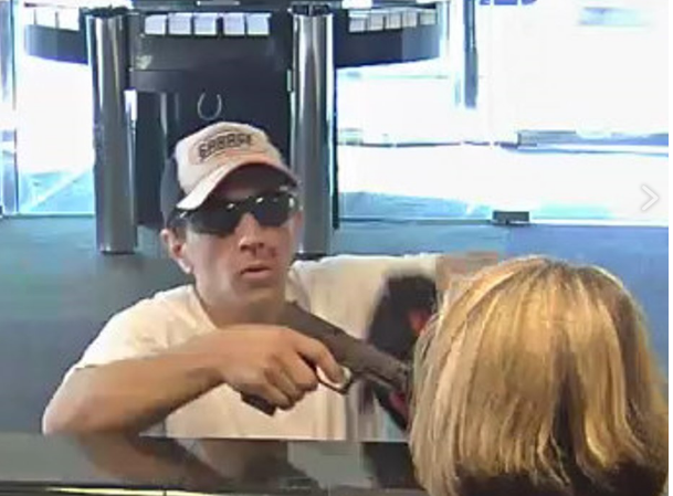 Photos of a man wanted in the armed robbery of a trio of South Jersey banks. Credit: CCPO.