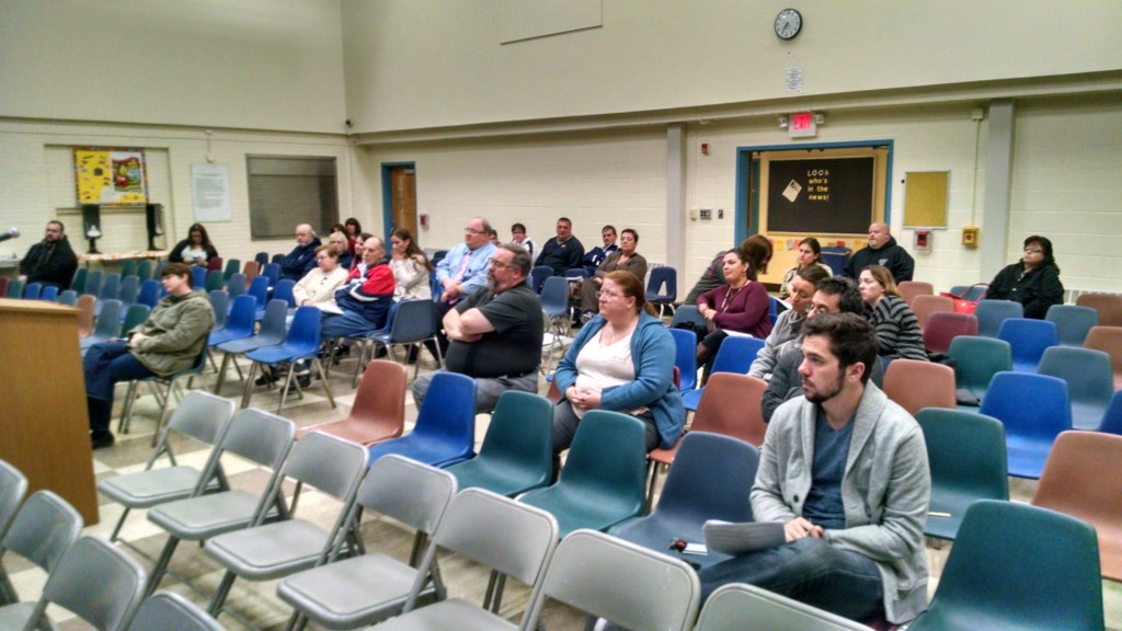 Oaklyn residents voice their thoughts about what options the school district might have for fiscal sustainability. Credit: Matt Skoufalos.